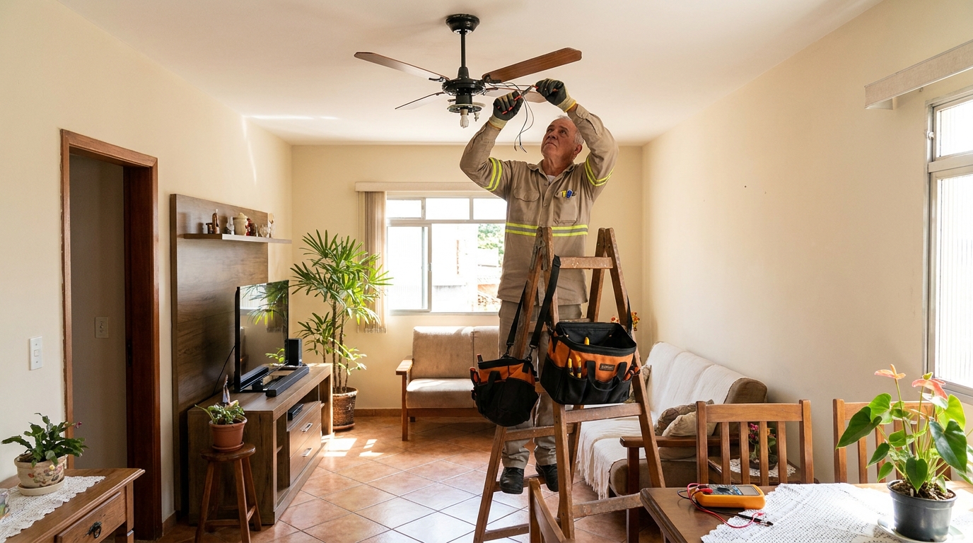 Montagem de ventilador de teto em Mogi das Cruzes‑SP